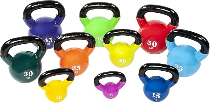 15 lb Vinyl Coated Cast Iron Kettlebell, Blue, All-Purpose Fitness Weight