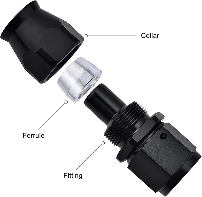 EVIL ENERGY 8AN PTFE Hose End Fitting Straight Black for PTFE Hose Only