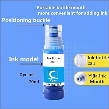 Dye Ink 003 Refill Compatible The Ink Bottle Printer Parts - Compatible with Epson L3110 003 3110 3100 3101 3110 3150 5190(4PCS)