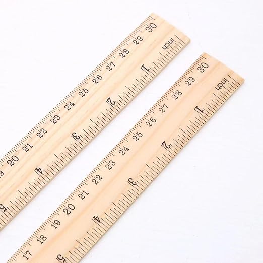 12 Pack 12 inch Wooden Ruler Kit with Conversion Table Metric Straight Edge Linear Measurement Ruler for School, Classroom, Home, and Office (12)