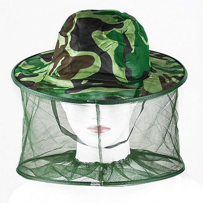 2Pack Camouflage Beekeeper Beekeeping Cap Hat with Head Net Mesh Face Protection Outdoor Fishing Equipment Beekeeping Supplies