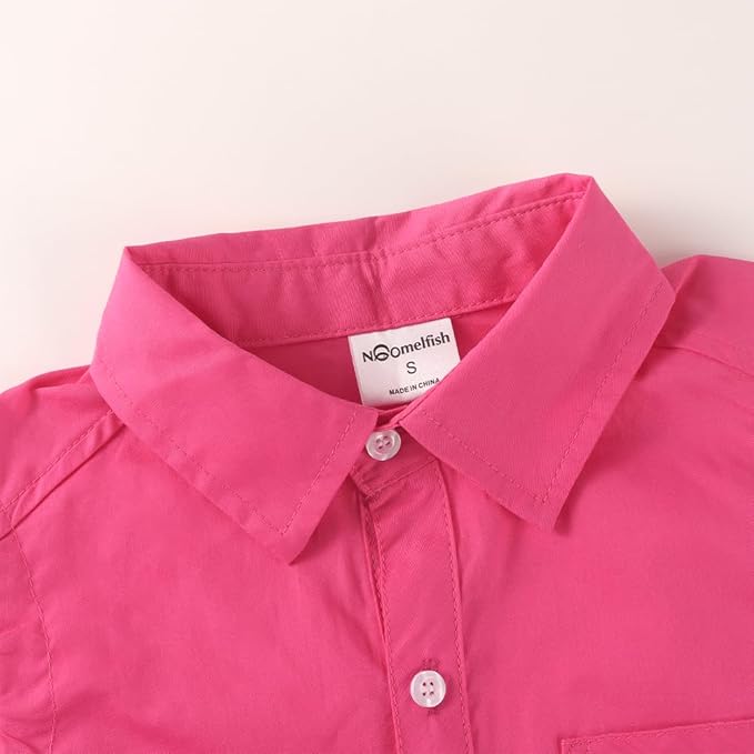 Noomelfish Girls Sleeveless Button Down Shirt Tie Knot Blouse Tank Tops (5-12 Years)