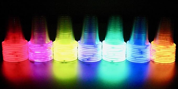 16oz Glow In The Dark Party Cups - Multi-Color Variety Pack with 7 Bright Glow-In-The-Dark Colors - The Perfect Glow Party Supplies for an Epic Glow in the Dark Party