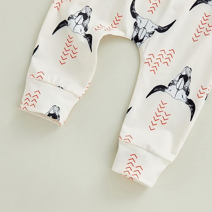 SAYOO Western Baby Boy Clothes Cow Print Sweatshirt Pullover Top Jogger Pants 2Pcs Toddler Boy Cowboy Fall Winter Outfits