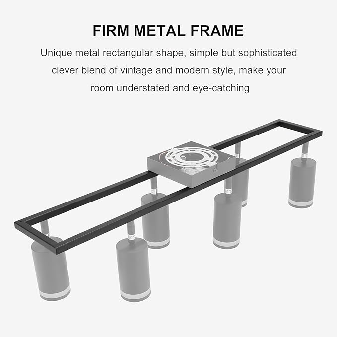 6-Light Track Lighting Fixtures Ceiling, GU10 Black Led Ceiling Spotlight, Modern Track Light Kit for Kitchen Hallway Living Room