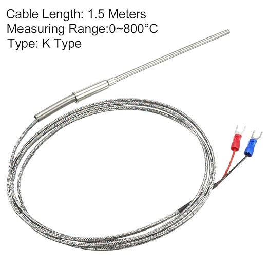 uxcell K Type Thermocouple Temperature Sensor Probe 4x100mm (0 to 800C) 5ft Temperature Controller