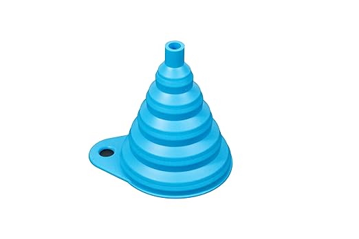 Collapsible Silicone Funnel for Kitchen, 2 Sizes Extra Wide Mouth Non-Spill Design, Leak-Proof Oil Bottle Filler with Hanging Hole for Cooking, Gasoline, Soy Sauce, Spices (Light Blue, Small)