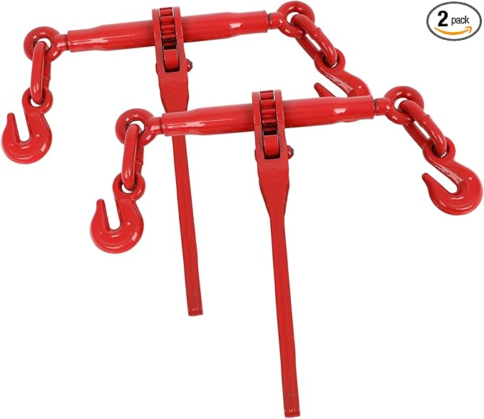2 Pack Chain Binder, 516 to 38 Inch Chain Binder, Ratchet Binder with 5400LBS Safe Working Load and 19000LBS Breaking Strength, Load Binder for Industrial Agricultural Traction Applications