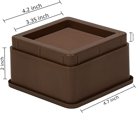 Utopia Bedding Bed Risers 2 Inch - Pack of 4 - Adjustable Furniture Risers 2 4 inch - Anti Slip Foam Rubber Pad - Stackable Bed Lifts Risers Heavy Duty for Sofa, Bed, Table, Couch Chair (Brown)