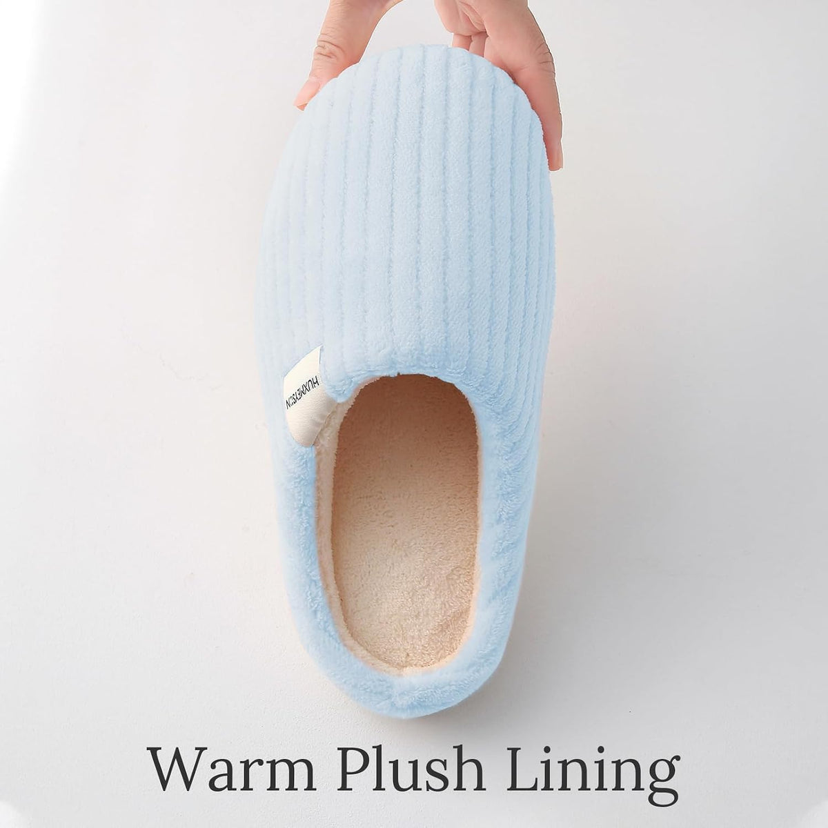 HUXMEYSON Slippers for Women, Warm Memory Foam Comfy House Slippers with Anti-Skid Rubber Sole for Indoor and Outdoor