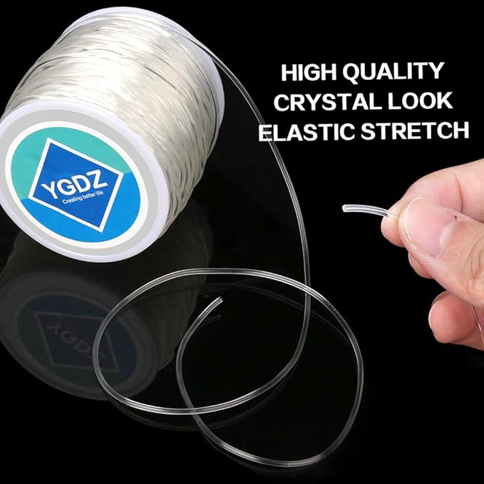 YGDZ 1.5mm Bracelet String, Elastic String Crystal Stretch Thread Clear Beading Cords for Bracelets Beading Making