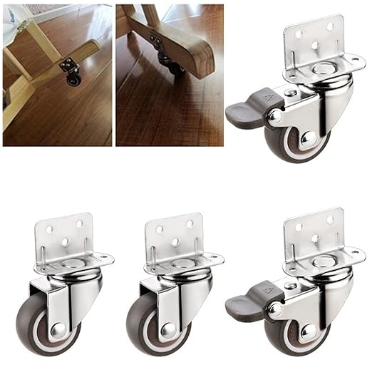 1pc Heavy Duty Casters 20kg Mute Swivel Wheels for Moving Furniture Chair Crib Cabinet Workbench Soft Rubber Universal Castor (Color : 2 inch with Brake)