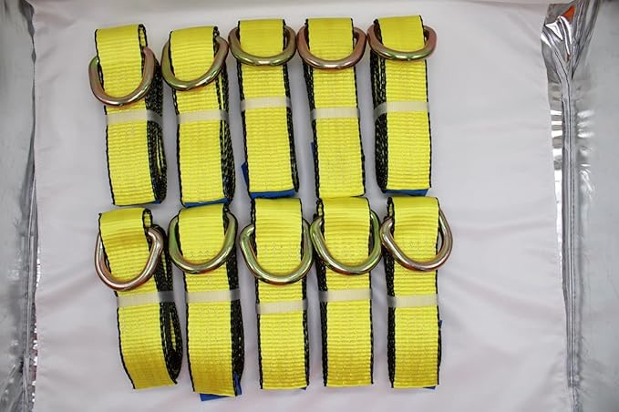 2 Inch x 8 Foot Loop Strap with D-Ring Self Lashing Wheel Lift Straps (2)