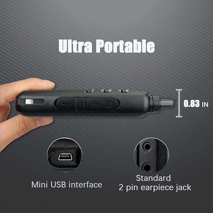 Retevis RT22S Walkie-Talkies Rechargeable,Small Walkie Talkies for Adults,VOX Alarm Channel Signal Display,Compact Two Way Radios for Family Community Gift Skiing(2 Pack)