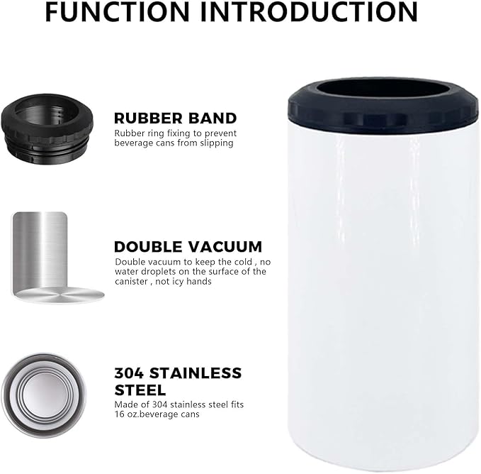 16 oz 1pack Sublimation 4 in 1 Can Cooler Tumbler Blank,Double Stainless Steel Vacuum Insulated for Hot and Cold Beverages,Standard Can,Beer Bottle and Insulated Mugs