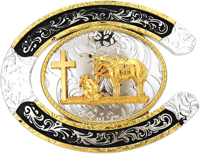 Man's Western Belt Buckle Cowboy Rodeo Gold Belt Buckle for Men and Women