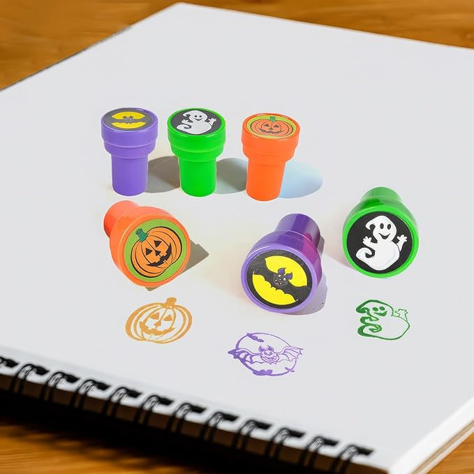 ArtCreativity Halloween Stampers for Kids, Pack of 24 Assorted Pre-Inked Stampers, Best for Halloween Party Favors, Goodie Bag Fillers, Non-Candy Halloween Treats, Trick or Treat Supplies