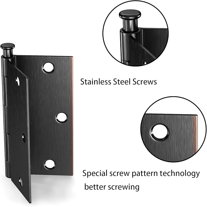 29 Pack Bronze Door Hinges 3 ½"x 3 ½" with Square Corners Oil Rubbed Bronze Door Hinges Bronze Interior Door Hinges Flat Iron Steel Oil Rubbed Bronze Door Hinges