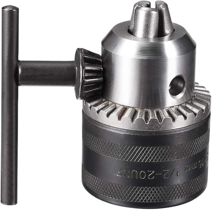 uxcell Drill Chucks, 1/2-20UNF Threaded 3-16mm Capacity with Chuck Key for Electric Impact Corded Cordless Drill