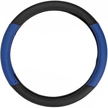 BDK Black Blue Steering Wheel Cover for Car, Medium (14.5" - 15.5") Ergonomic Comfort Grip for Men Women, Fits Most Car Steering Wheel Cover for Auto Truck SUV