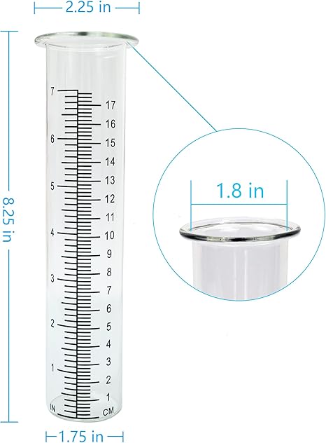 7" Plastic Rain Gauge Replacement Tube, 8.25 x 2.25 x 1.75 inches Cold Resistance Crack Resistance for Outdoor Garden Yard Home