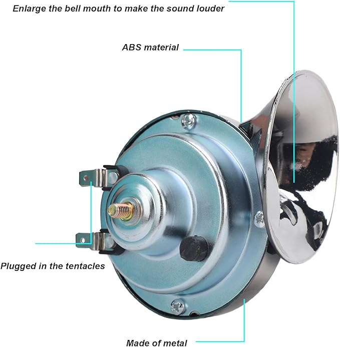 12V Universal UTV Horn Kit Delivers high Sound Quality, Stable Circuit Output, Versatile fit for Polaris RZR General Ranger, Cat Wildcat Trail, for Maverick, Teryx,