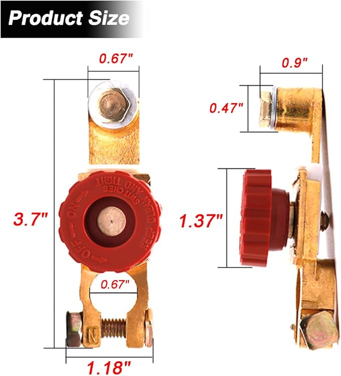 Top Post Battery Disconnect Switch - Quick Disconnect Battery Cut Off Switch for Car Truck Marine RV and Electrical Equipment - 12V125A - Red