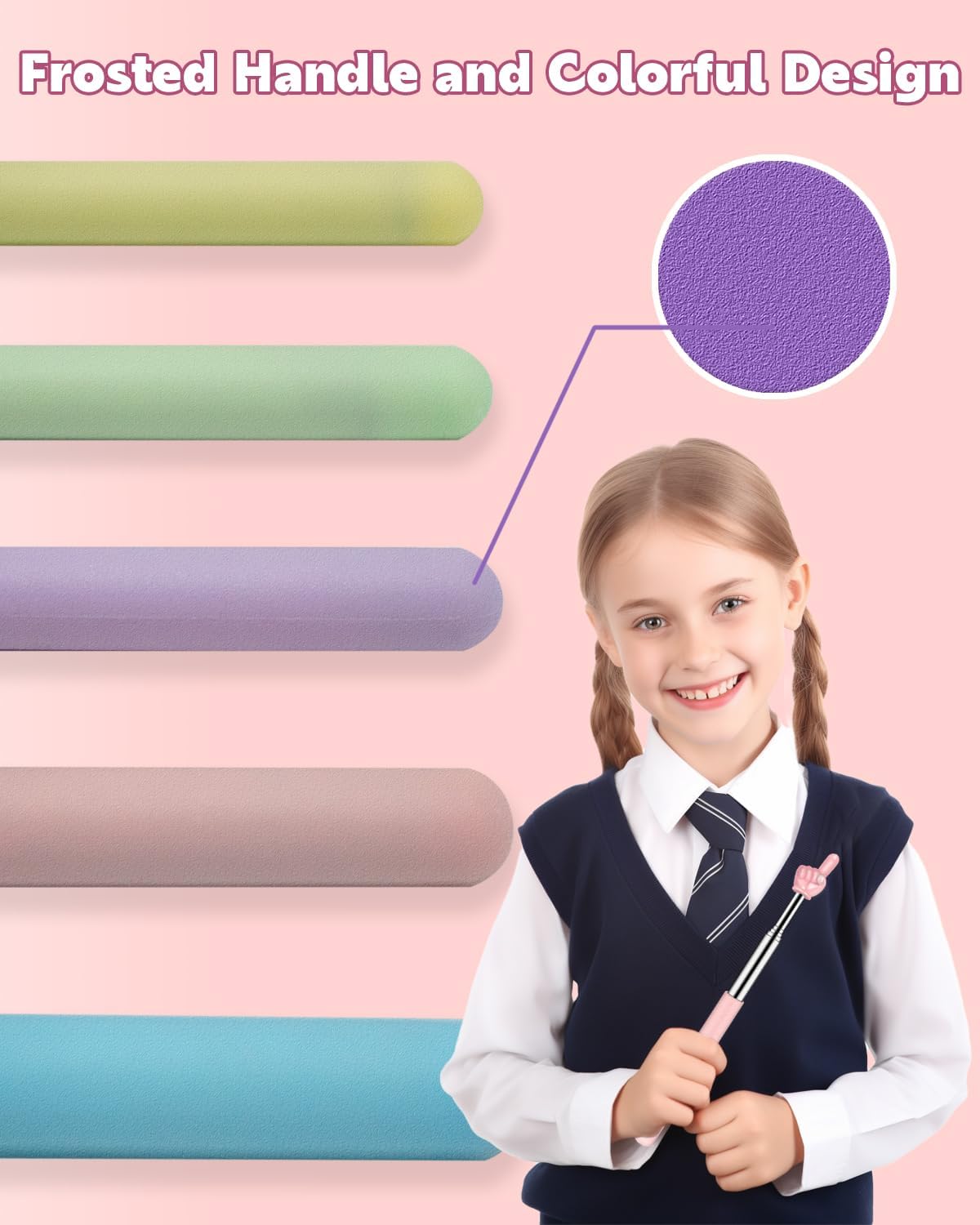 Retractable Teacher Pointer for Classroom Kids Reading, Dumero Extendable Finger Pointer Stick for School, Collapsible Finger Pointing Stick, Long Telescoping Hand Pointer, 5 Pack
