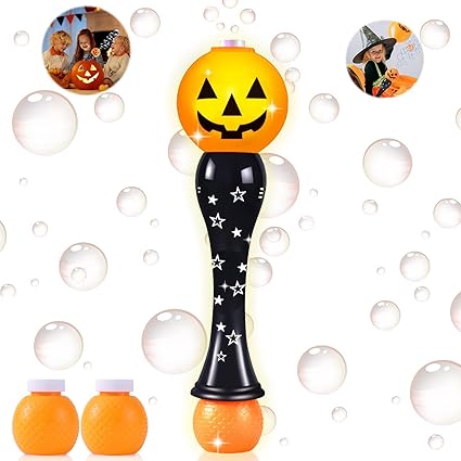 Halloween Bubble Wand for Kids, Pumpkin Bubble Machine Blower Maker Wand with Music Light,Outdoor Indoor Stuff Toy Gift for 1 2 3 4 5 6 7 8 Year Old Toddler Little Girls Boys