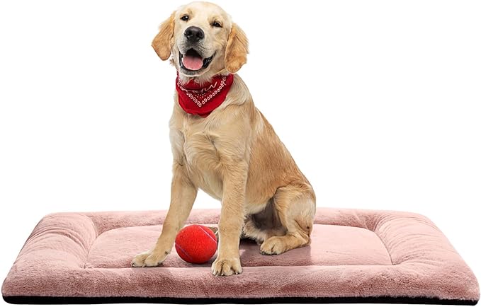 Dog Beds Crate Pad for MediumLarge Dogs Fit Metal Dog Crates,Ultra Soft Dog Crate Bed Washable Anti-Slip Kennel Pad for Dogs Cozy Sleeping Mat,Pink 36inch