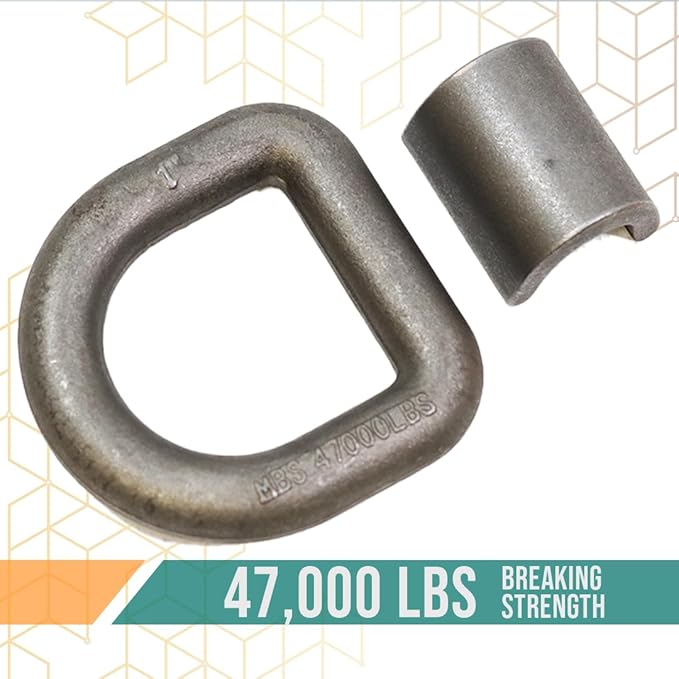 1” Weld-On Heavy Duty Forged D Rings 5” x 5” - 47,000lbs, Raw Finish, for Flatbeds Tie-Down Anchor (2 Pack)