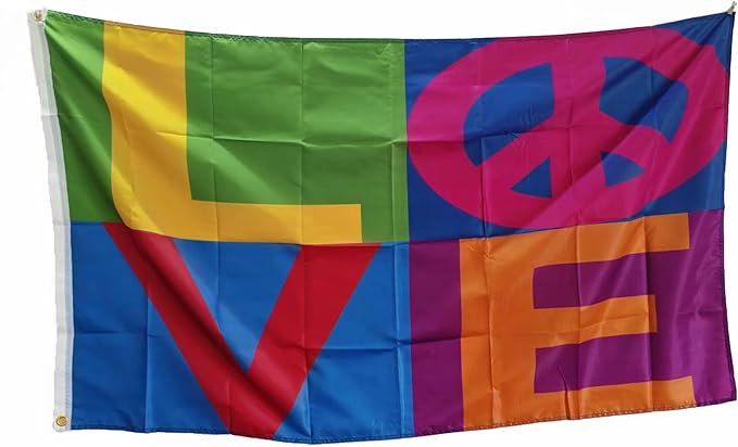 Love and Peace Flag 3X5 Ft for Outdoor, World Peace Love Garden Flag Pride Month Burlap Yard Outside Home Decorations Banners With 2 Brass Grommets