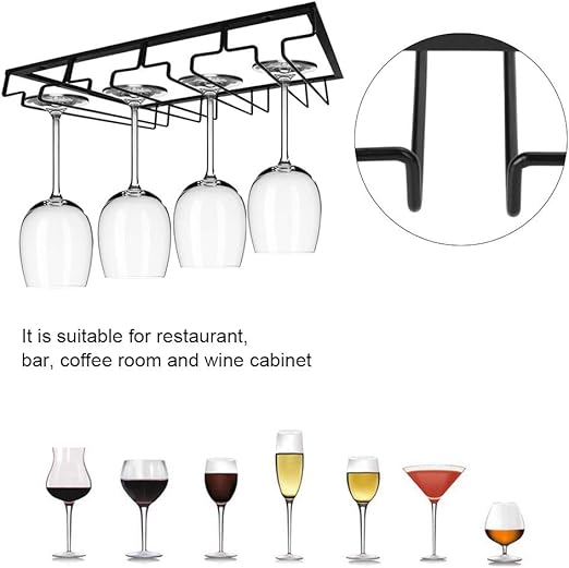 15.74 * 8.85 * 2.67In Black Wine Glass Rack Wine Glass Rack, Wine Glass Holder, Large Capacity Restaurant Decoration Goblet Holder for Wine Cabinet Bar