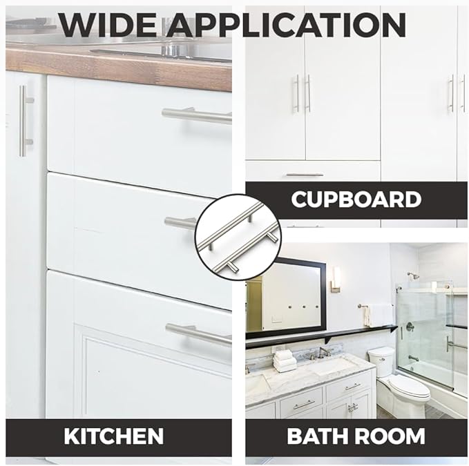 Home & Beyond 10 pcs Brushed Nickel Cabinet Pulls 8.6" (220mm) Handle, 6.3" (160mm) Screw Spacing, Kitchen Cabinet Pulls Brushed Nickel, Cabinet Hardware Dresser Handles, Satin Nickel Cabinet Handles