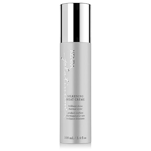 Kenra Platinum Silkening Heat Creme Brilliant Shine Thermal Styler Reduces Hot Tool Passes by 50 Prevents Breakage Improve Manageability Heat Protectant All Hair Types 3.4 fl. Oz