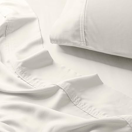 Olive Crate Tencel Eucalyptus Pillowcases - 100 Tencel Lyocell Cooling Pillow Cases for Hot Sleepers - Hypoallergenic, Moisture-Wicking, Silk Alternative, Vegan - Standard Size Set of 2 Ivory