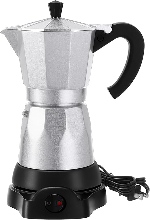 Coffee Pot 6 Cup Electric Espresso Coffee Maker Italian Moka Maker 300ml Portable Aluminum Espresso Maker Espresso Moka Pot with Detachable Base, Coffee Gift for Home Travel (Aluminum Color)