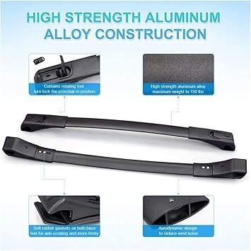 Roof Racks 1 Pair Vehicle Car Roof Mounting Rack Rail Bar Compatible with Toyota RAV4 2013-18 Aluminum Alloy Luggage Roof Rack Car with Side Rails