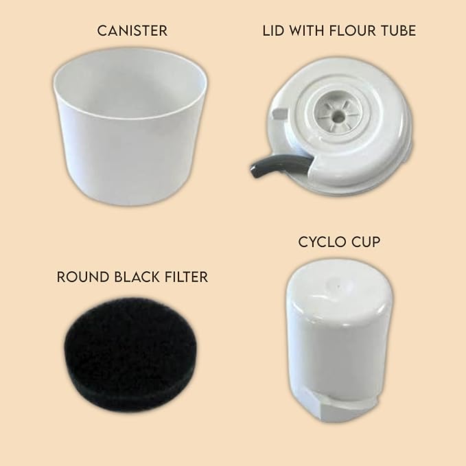 Wondermill Complete Canister Assembly: Upgrade Your WonderMill with Complete Canister Assembly - Includes Canister, Flour Tube Lid, Cyclo Cup, and Filter
