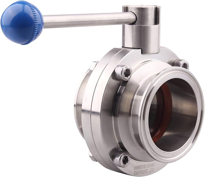 DERNORD Sanitary Butterfly Valve with Pull Handle Stainless Steel 304 Tri Clamp Clover (2.5" Tube OD)