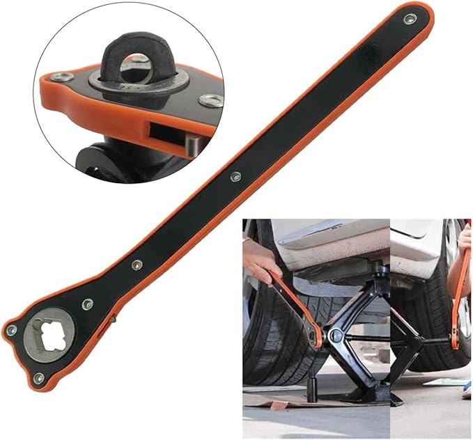 2 in 1 Universal Automotive Jack Ratchet Wrench, Labor-Saving Scissor Jack Lift Speed Handle Tool Garage Tire Wheel Lug Wrench Handle with Converter, Dual-Purpose