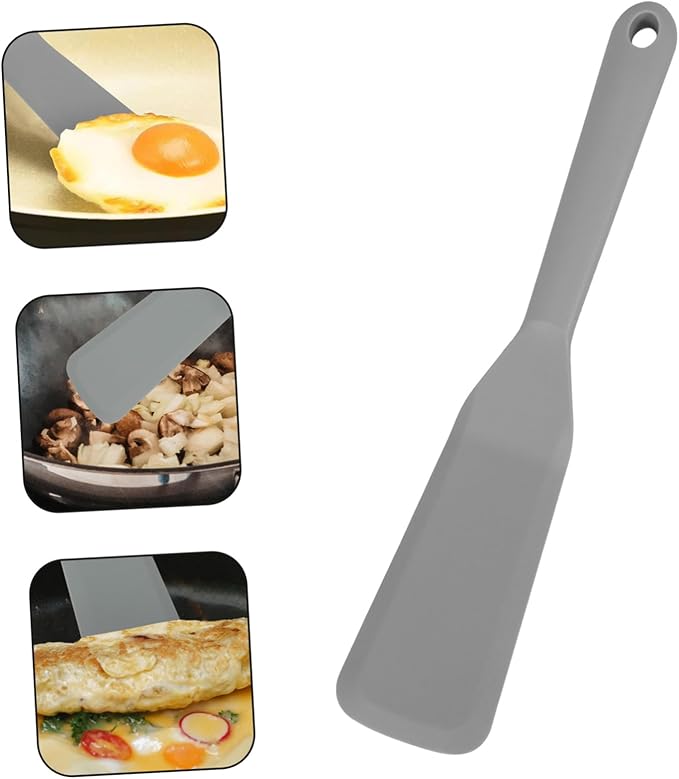 Mikinona Silicone Spatula Frying Spatula Ladles for Cooking Spoons Cooking Tweezers Gadgets Dish Tongs Oven Fish Spatula Spring Tongs for Cooking Non Kitchen Utensils Wok Grey