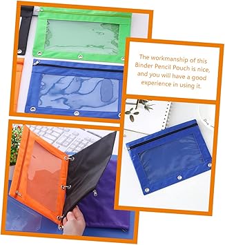 Detachable Binder Pencil Pouch Zipper Pen Holders Pencil Bag Binder Pencil Case for Office
