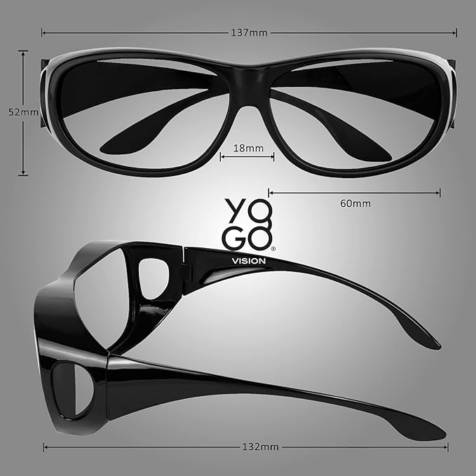 Yogo Vision Fitover Blue Light Blocking Glasses Computer Fit over Eyewear Wear Over Eyeglasses and Readers For Men Women