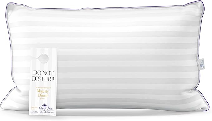 Luxury Hotel Down Alternative Pillow - Majesty Down - Synthetic Allergy Free Hypoallergenic Bed Pillow - Made in USA (Queen Medium)