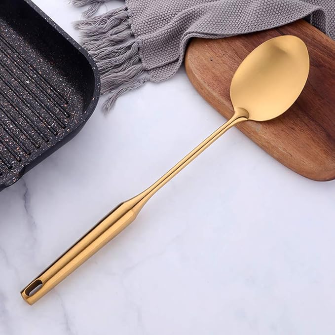 Serve Spoon,Gold 14.69 inch Long Handle Cooking Utensil Kitchen Tool by BUY THINGS!
