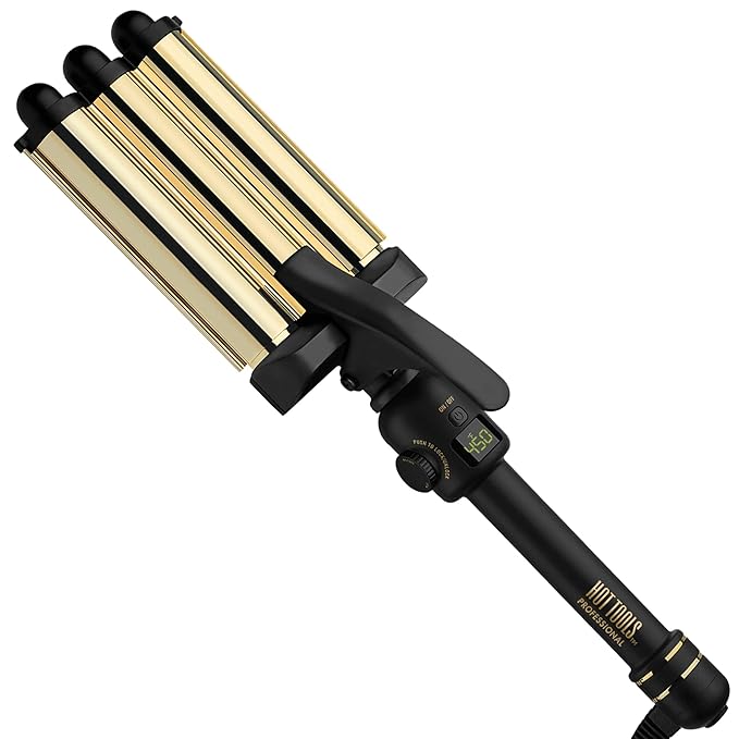 Hot Tools Pro Artist 24K Gold Digital 3 Barrel Hair Waver Long Lasting Defined Waves (Jumbo Size)