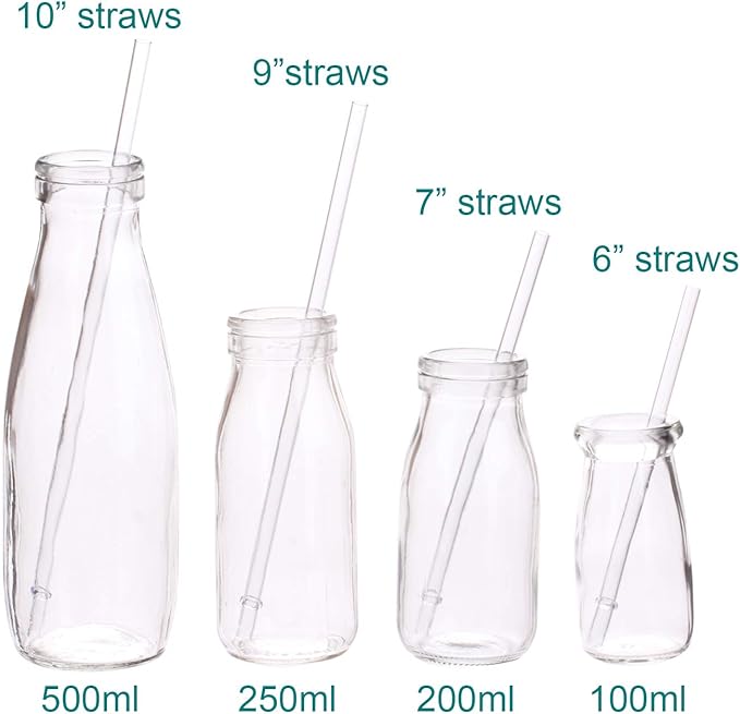 Dakoufish 6 Inch Reusable Thick Plastic Clear Drinking Straws for Short Mini 6oz-8oz Mason Jar Tumblers,Set of 12 Pcs Straws with Cleaning Brush (6inch