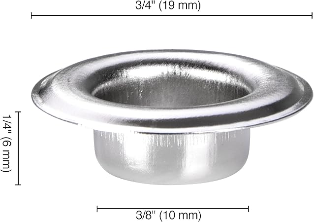 Yescom 1000pcs 38"(10mm) Size 2 Compatible with Semi-Automatic Grommet Machine Nickel Finish Eyelet for Leather Bags Signs Poster Eyelets YES0387