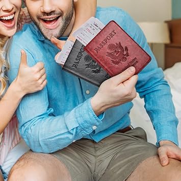Passport and Vaccine Card Holder Combo with Vaccine Card Slot, Passport Wallet CoverCaseHolder for Women and Men(AC-Wine red)